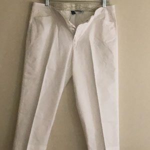 White Cotton Cropped Pants